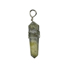 Green Serpentine Double Terminated Wire Wrapped Pendant