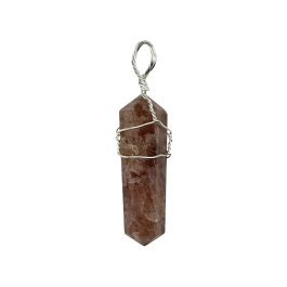 Strawberry Quartz Double Terminated Wire Wrapped Pendant