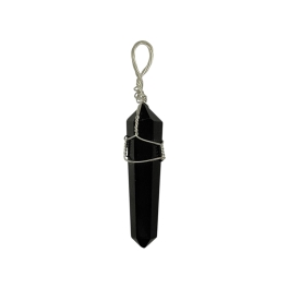 Black Tourmaline Double Terminated Wire Wrapped Pendant