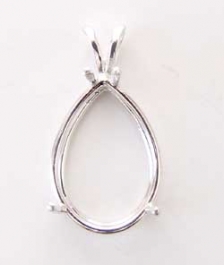 25x18mm Pear Shaped Sterling Silver Pendant Setting for Faceted Gemstone or Cabochon - Pack of 1