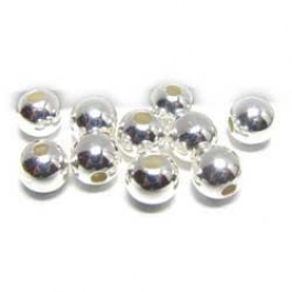 4mm Silver Plated Round Beads - Pack of 10