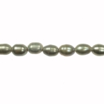 9x8mm Silver Freshwater Rice Pearls Large 2mm Hole - 16 Inch Strand