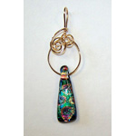 Wire Wrapped Dichroic Glass Pendant