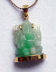 Carved Burmese Jadeite pendant, Ganesha