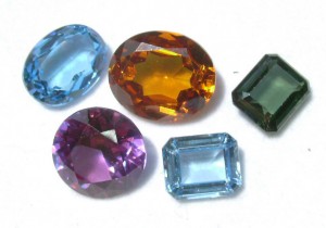 A collection of loose fancy sapphires and rubys, all lab-grown. Private collection, Dale Armstrong