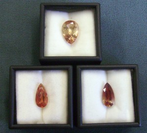 Faceted sunstone mined and cut by Bob Bleily, all from Oregon, USA. Private collection, Dale Armstrong.