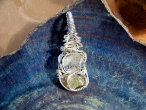 Wire wrapped opal quartz pendant