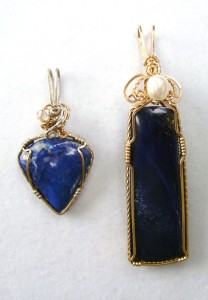 Lapis lazuli wire wrapped pendants