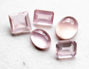 Rose quartz faceted stones and rose quarts cabochons