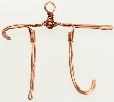 copper forged pi pendant by rose marion