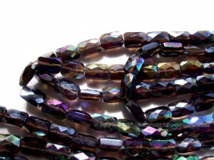 Vapor coated smoky quartz beads