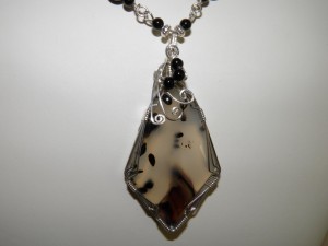 Montana moss agate pendant wire wrapped by Judi Hogan