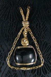 Black onyx wire pendant created by Frances (Fenya) Lediaev