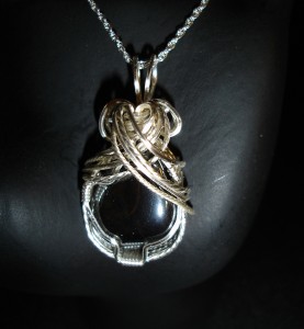 Silver Wrapped Hematite Pendant by Kathy Eastman