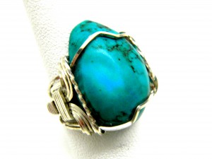 Turquoise wire wrapped ring