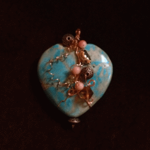 Wire wrapped turquoise heart