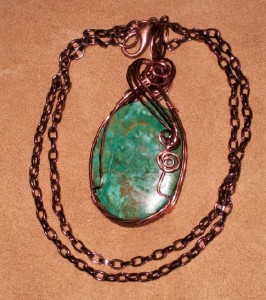 Wire wrapped turquoise pendant