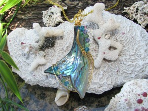 Carved Abalone Pendant by Linda Pope