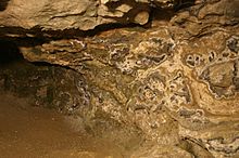 Blue John Veins inthe Blue John Cavern. Photo Courtesy of Blue John Caverns.