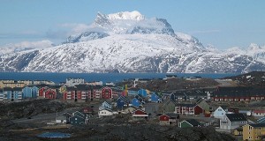Nuuk city below Sermitsiaq. 